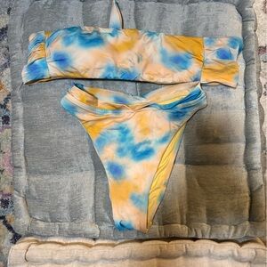 PINK Victoria's Secret Blue and Yellow Bikini